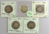 Lot of (5) Seated Liberty Quarters.