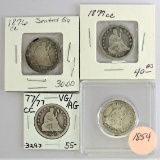 Lot of (4) Seated Liberty Quarters.