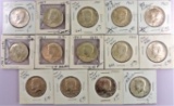 Lot of (14) misc 40% Silver Kennedy Half Dollars 1966-1969.