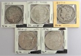 Lot of (5) Morgan Dollars.