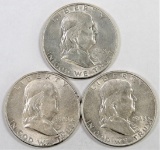 Lot of (3) 1948 D Franklin Half Dollars.