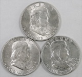 Lot of (3) 1948 D Franklin Half Dollars.