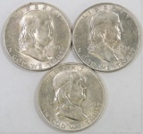 Lot of (3) 1949 D Franklin Half Dollars.