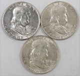 Lot of (3) Franklin Half Dollars includes?1950 D, 1951 P & 1951 D.