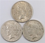 Lot of (3) 1926 S Peace Dollars.