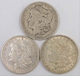 Lot of (3) Morgan Dollars includes 1904 P, 1921 P & 1921 S.