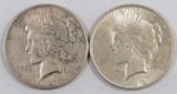 Lot of (2) Peace Dollars includes 1922 D & 1926 S.