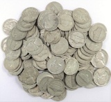 Lot of (100) Mixed Date Jefferson War Nickels.