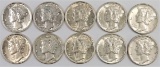 Lot of (10) Better Grade Mercury Dimes includes (2) 1941, 1942, (4) 1944, 1944 D, 1945 & 1945 D