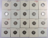 Lot of (20) Barber Dimes 90% Silver mixed dates 2x2'd. 1893 S-1916.