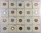 Lot of (20) Barber Dimes 90% Silver mixed dates 2x2'd. 1894-1916.