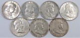 Lot of (7) Franklin Half Dollars includes 1948, (4) 1948 D, 1949 S & 1955 P.
