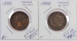 Lot of (2) 1888 Canada One Cent.
