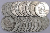 Lot of (20) 1953 D Franklin Half Dollars 90% Silver..