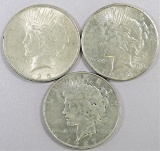 Lot of (3) Peace Dollars. Includes 1925, 1926 S & 1927 D.