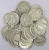 Lot of (43)?Mercury Dimes 90% Silver mixed dates.