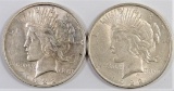 Lot of (2) 1922 D Peace Dollars.
