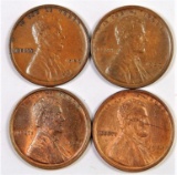 Lot of (4) 1909 P V.D.B. Lincoln Wheat Cents.