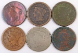 Lot of (5) Large Cents Includes 1819, 1847, (2) 1852 & (2) ND.