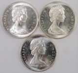Lot of (3) 1967 Canada Silver Dollars.