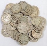 Lot of (35) Mercury Dimes mixed date 90% Silver.