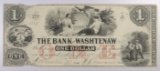 1854 $1 The Bank of Washtenaw, Michigan Obsolete Note.