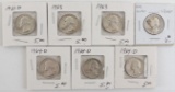 Lot of (7) misc Washington Silver Quarters 1945-1964.