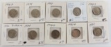 Lot of (10) misc Buffalo Nickels 1928-1937.