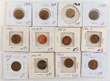 Lot of (11) Early Lincoln Wheat Cents 1909-1913D some mint marks.