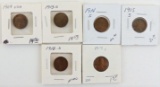 Lot of (6) Early Mint Mark Wheat Cents includes 1909 V.D.B., 1913 S, 1914 S, 1915 S, 1916 S &