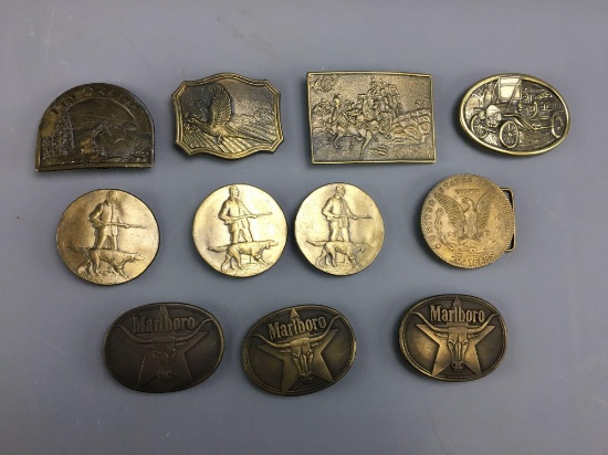 Group of 11 belt buckles