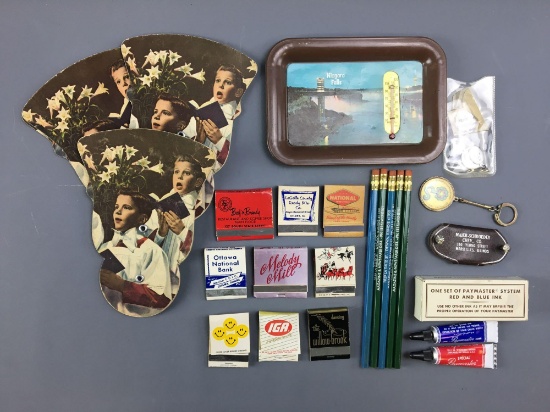 Group of vintage advertising items