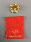Kenneth Jay Lane crown jeweled pin
