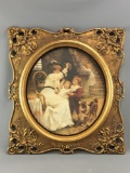 Vintage framed women with children print