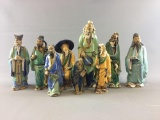 Group of 9 vintage Chinese Mud Men