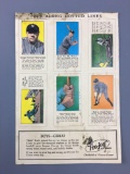 Vintage uncut colored trading cards of Babe Ruth