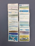 Large group of vintage tobacco airplane cards