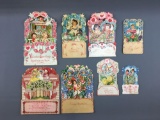 Group of 8 antique cut-out valentines cards