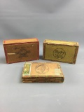Group of 3 antique Native American wooden cigar boxes