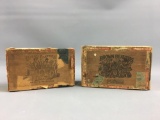Group of 2 antique wooden cigar boxes