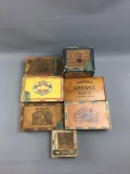 Group of 7 antique wooden cigar boxes