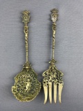 Unusual Metal Serving Spoon and Fork