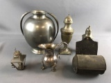 Metal lot of items including urn pitcher and more