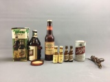 Group of vintage advertising beer items