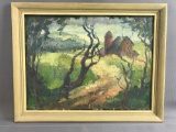 Framed oil painting of Barn