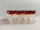 Group of 14 vintage pieces Ruby Flash goblets