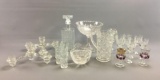 Group of 24 pieces of clear glass items