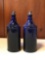 Group of two antique 32 ounce blue glass Ink bottles with ink