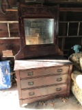 Antique vanity dresser with beveled glass mirror
