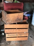 Group of three wood fruit crates